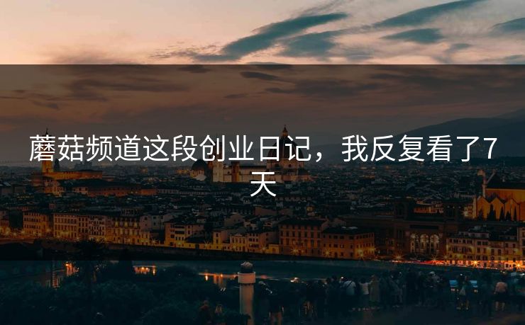 蘑菇频道这段创业日记，我反复看了7天