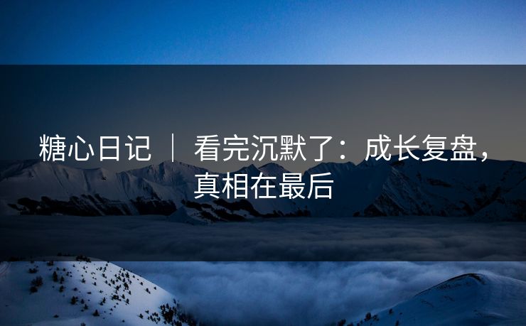 糖心日记 ｜ 看完沉默了：成长复盘，真相在最后