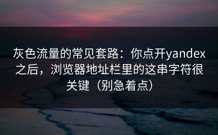 灰色流量的常见套路：你点开yandex之后，浏览器地址栏里的这串字符很关键（别急着点）