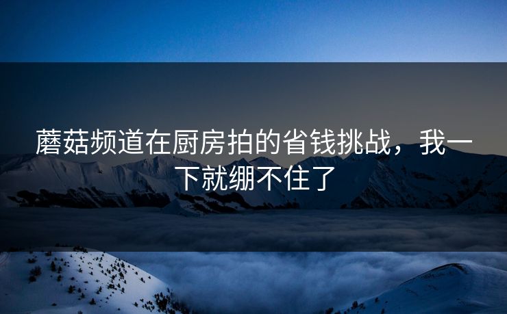 蘑菇频道在厨房拍的省钱挑战,我一下就绷不住了 蘑菇频道在厨房拍的省钱挑战,我一下就绷不住了